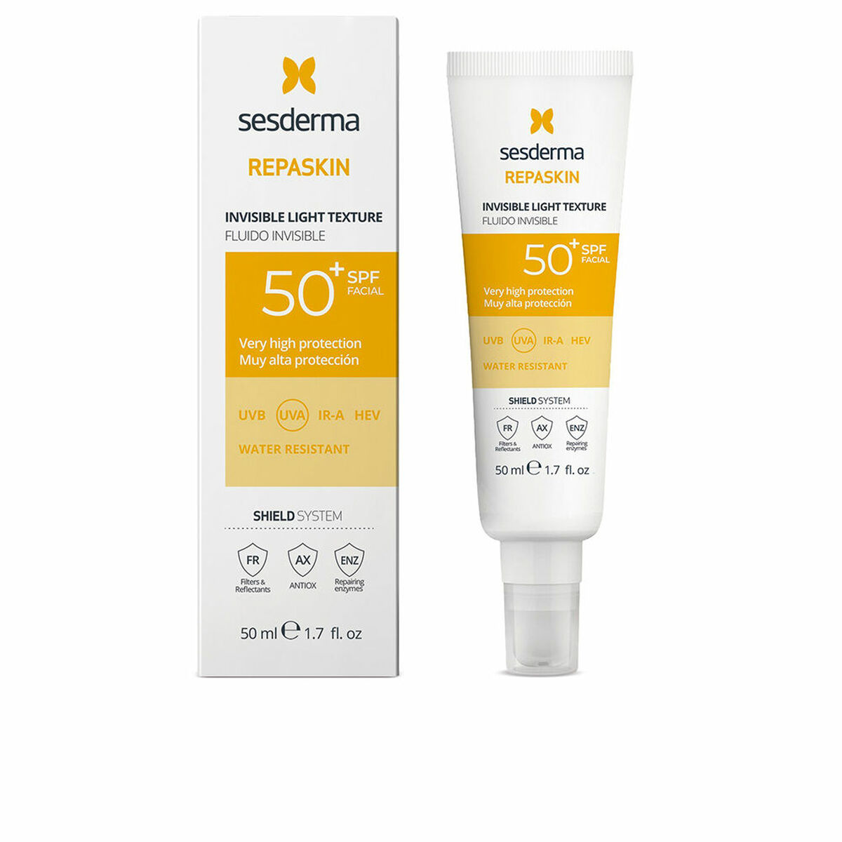Protector Solar de Față Sesderma REPASKIN SPF 50+ 50 ml Lichid Invisible